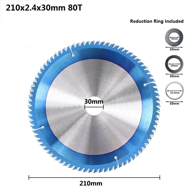 210x2.4x30x80T XCAN 1 шт. 165-300 мм TCT пильный диск Nano голубое покрытие циркулярная пила Лезвие для обработки древесины режущие диски твердосплавный пильный диск - Цвет: 210x2.4x30x80T