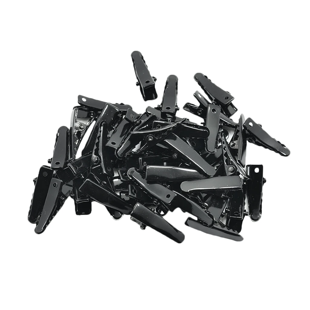

50x Black Metal Single Prong Alligator Hair Clips Hair Accessories 24mm
