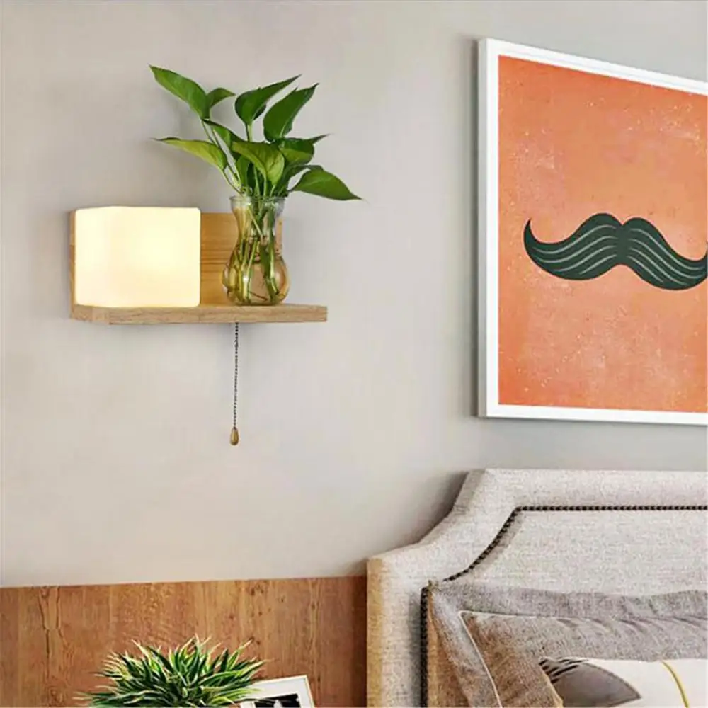 Современная Настенная декоративная лампа с выключателем деревянное стеклянное