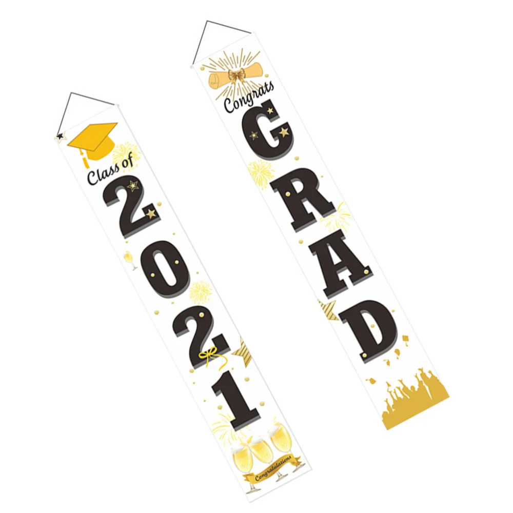 

2pcs Graduation Banners Couplets Door Background Hanging Banners Party Decors