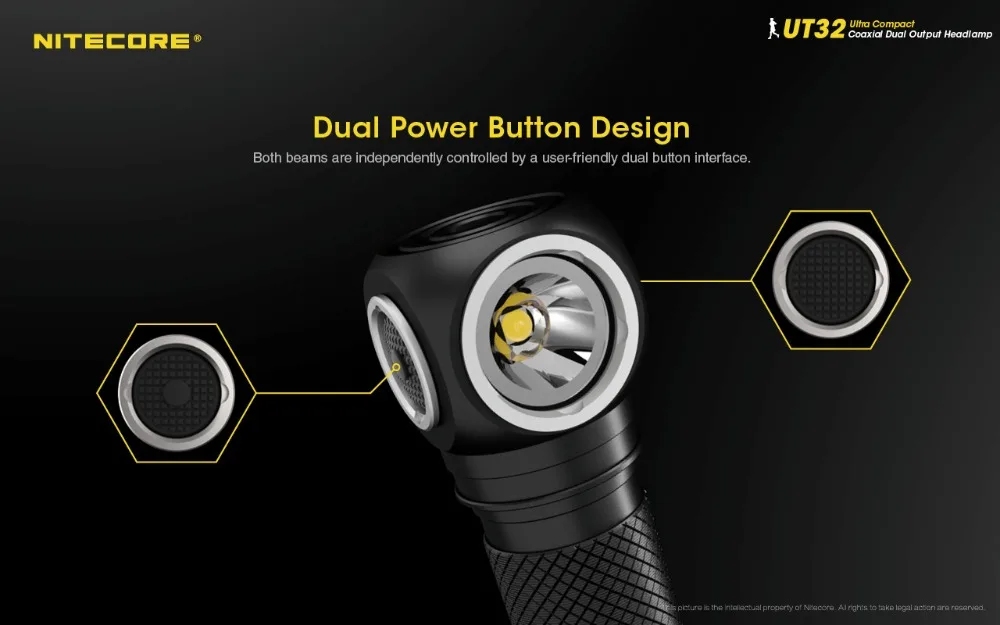 NITECORE UT32 CREE XP-L2 V6 светодиодный 1100 люмен uitra компактный коаксиальный двойной выходной налобный фонарь