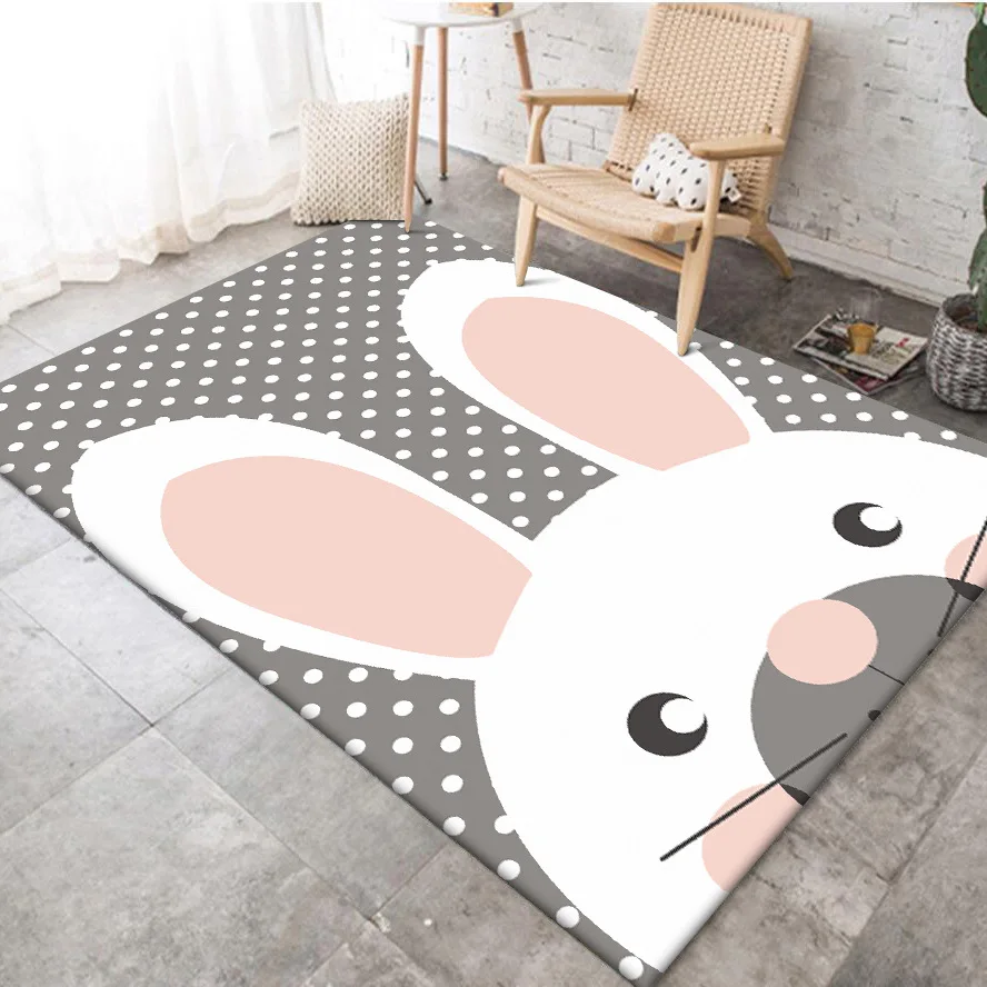 

Cartoon Cute Bunny 3D Printing Child Carpets for Living Room Bedroom Antiskid Floor Mats Soft flannel Kids Room Crawl Area Rugs