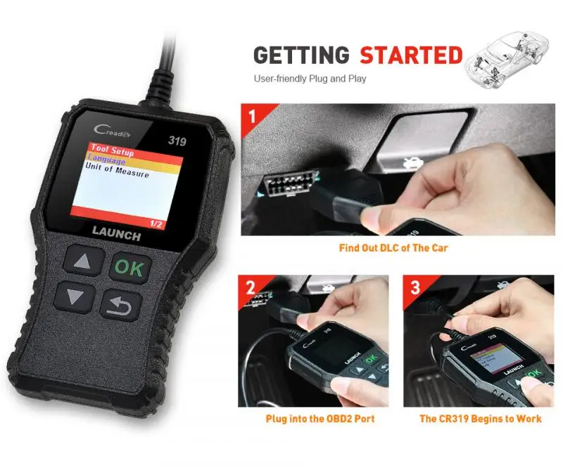LAUNCH CR319 OBD2 сканер поддержка полной OBD II/EOBD Launch Creader 3001 автоматический диагностики PK