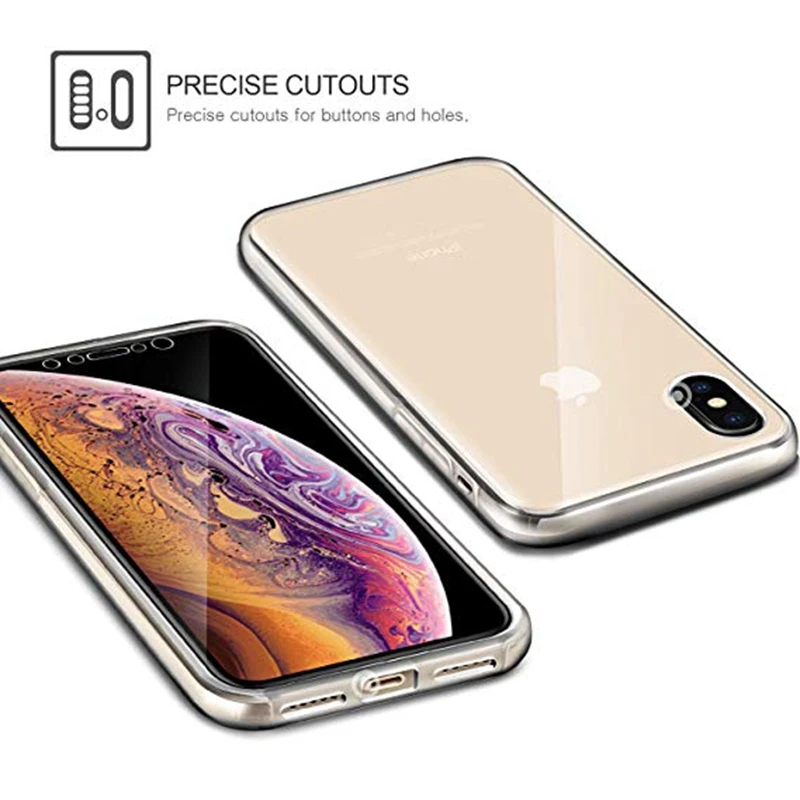 Прозрачный мягкий чехол с полным покрытием 360 градусов для iphone X XR XS 11 Pro MAX 6 7 6s 8 Plus
