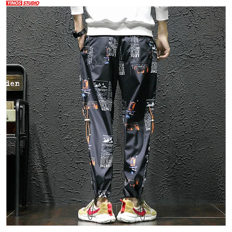 Мужские повседневные брюки с принтом облегающие мешковатые шаровары в стиле хип