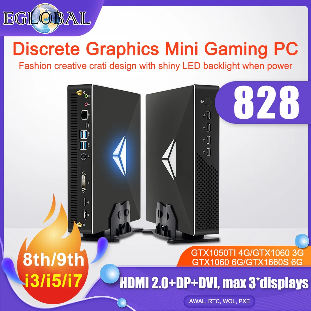 Игровой Настольный ПК Intel Core i9 9900 i7 9700F GTX 1050 2G 2 * DDR4 Мини компьютер Windows 10 M.2 PCIE SSD 4K DP