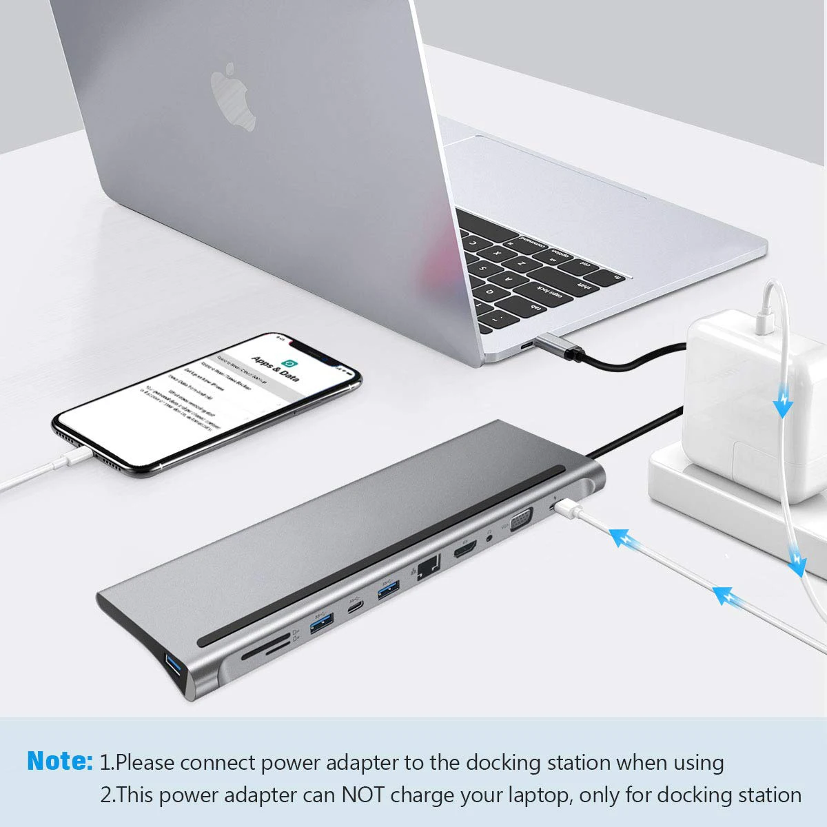 Station para Laptop tipo c para Macbook Computador de Livros Usb-c para Hdmi Docking Dell 13 15 Surface Pro7 Vga 3.5 Adaptador Usb3.0adaptador Air Pro Xps 10 Estação de carga p/ laptop