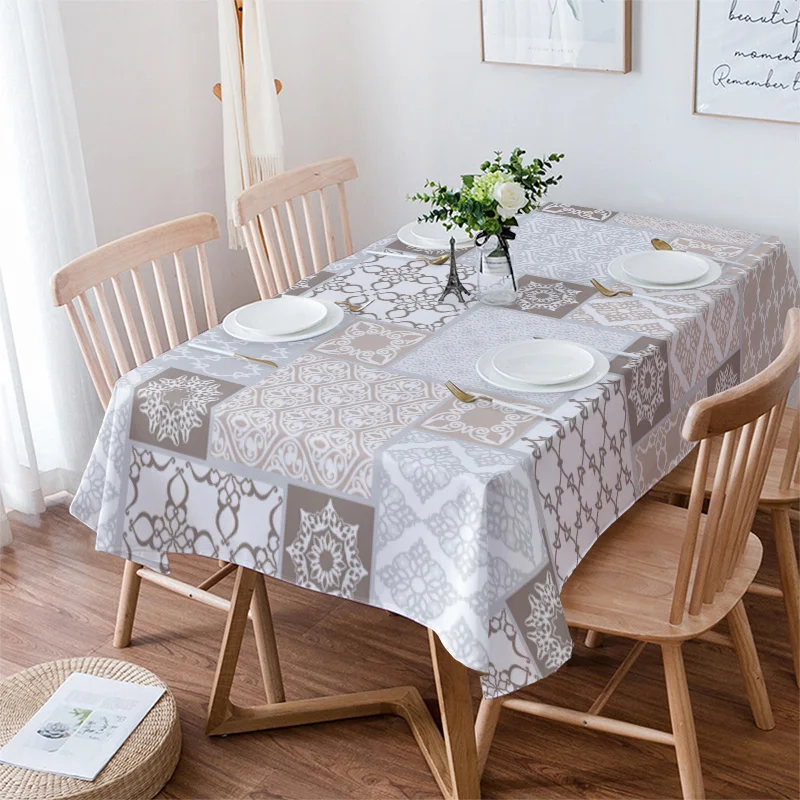 

Moroccan Geometric Checks Table Cloth Waterproof Dining Tablecloth for Table Kitchen Decorative Coffee Cuisine Party Table Cover