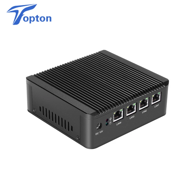Topton безвентиляторный неттоп Мини ПК J1900 Четырехъядерный 4 * Intel WG82583 Gigabit Lan