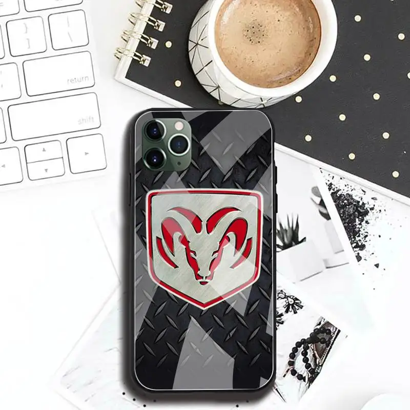 

Dodge Sport Car Logo Phone Case Tempered Glass For iPhone 12 pro max mini 11 Pro XR XS MAX 8 X 7 6S 6 Plus SE 2020 case