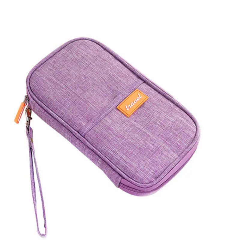 purple Унисекс дорожный органайзер, держатель для карт, сумка для хранения паспорта, кошелек для кредитных карт, посылка для документов, несколько карманов, Женский держатель для карт - Цвет: purple