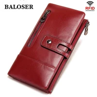 baloser large women wallets luxury long wallet fashion top quality genuine leather portomonee rfid card holder walet for purse