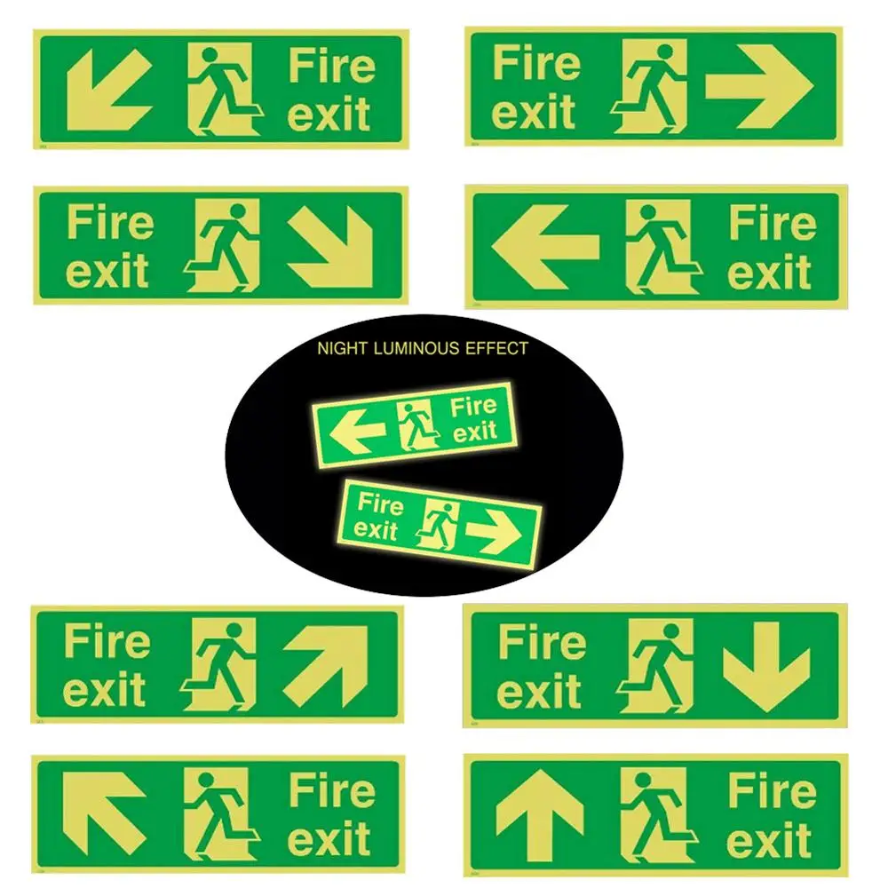 

1PC Luminous Safety Warning Sign Logo Mall Hotel Basement Exit Signage for Guidance Transportation
