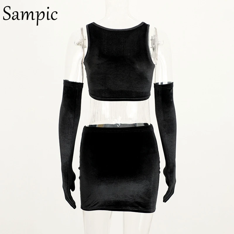 Sampic женский лоскутный сексуальный короткий топ с кисточками клубный юбка летний
