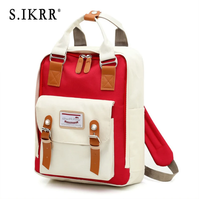 White Red S. IKRR, женский рюкзак, многофункциональный, водонепроницаемый, Оксфорд, рюкзак для путешествий, рюкзак для девочек-подростков, Большой Вместительный рюкзак, Mochila - Цвет: White Red
