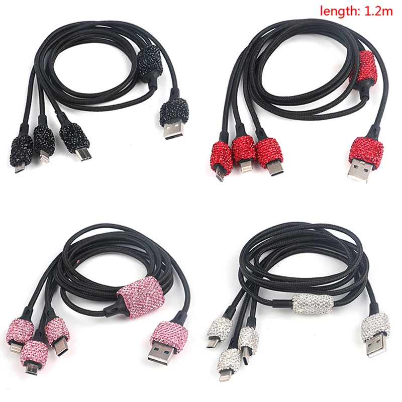 Новый USB-кабель для передачи данных 3 в 1 подходит IPhone Быстрая зарядка Алмазный