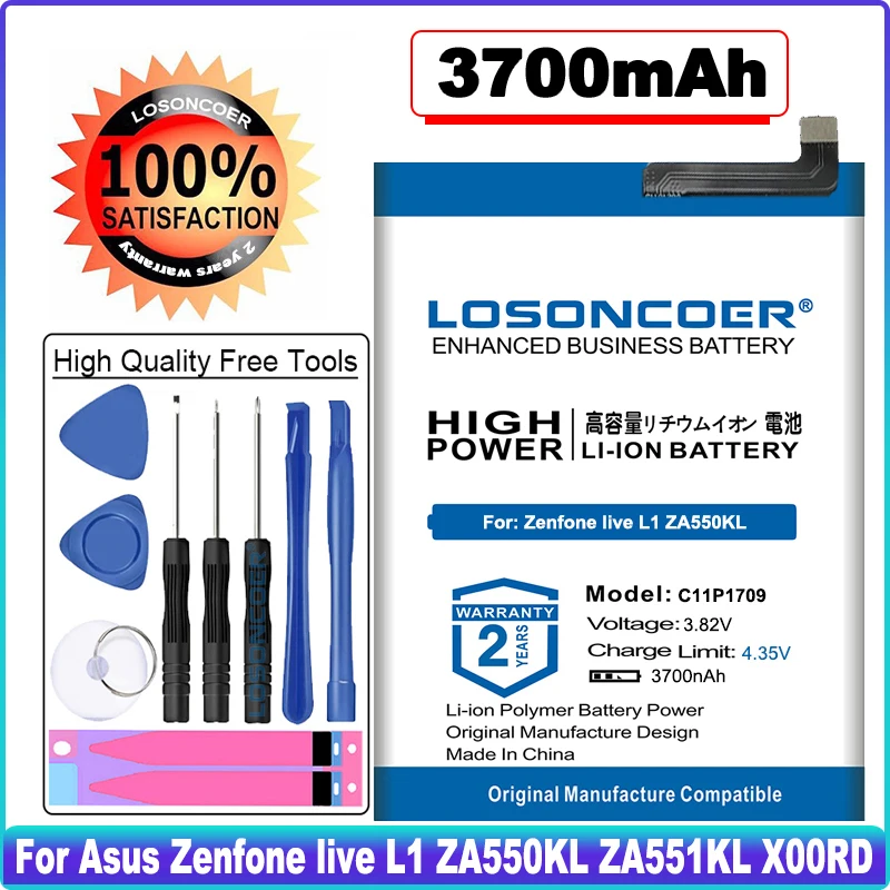 

LOSONCOER C11P1709 Mobile Phone Batteries 3700mAh For Asus Zenfone live L1 ZA550KL ZA551KL X00RD High Capacity Battery