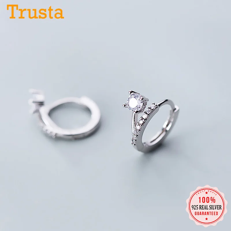 Trustdavis подлинный обруч из стерлингового серебра 925 пробы Ослепительный CZ запонки