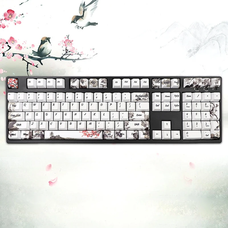 

108Keys PBT Keycaps Cherry Profile Dye Sublimation Opaque Keycap for cherry MX Switch Mechanical Keyboard Ink Painting