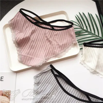 Милое сексуальное хлопковое кружевное белье с перекрестной лентой обтягивающее