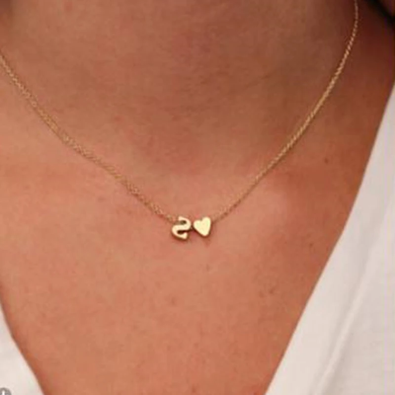 Hfarich Mini Heart Initial A B C J Z подвески ожерелья цепи женское ожерелье чокер для подруги