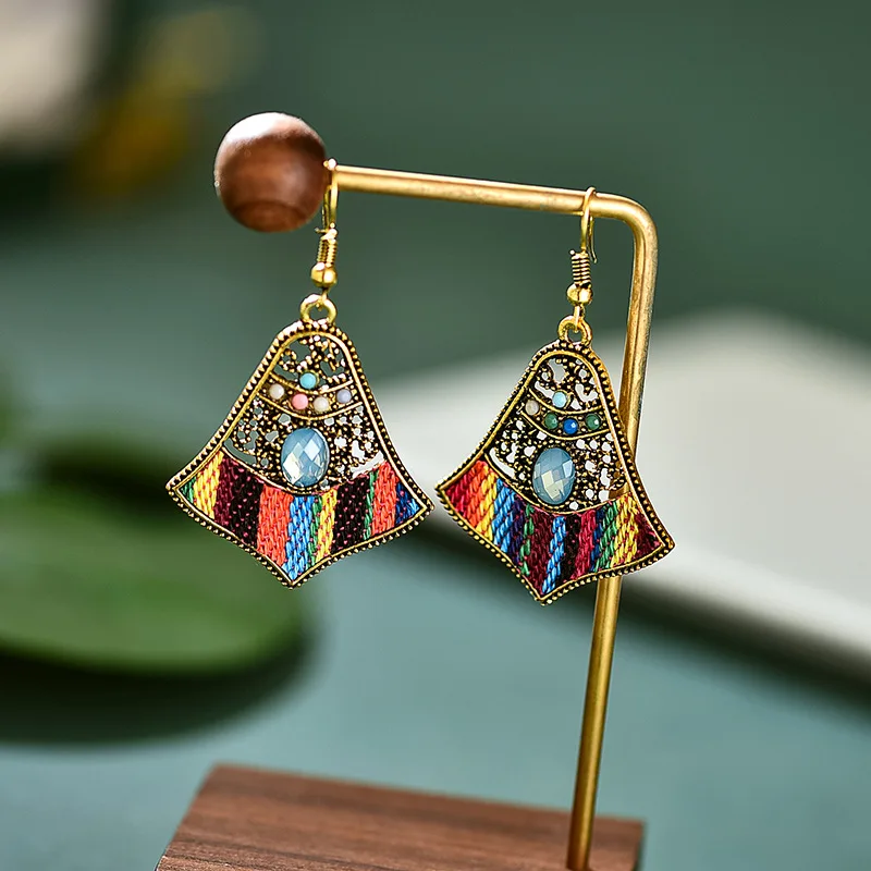 Ретро этнические серьги в форме колокольчика женские богемные висячие из бисера