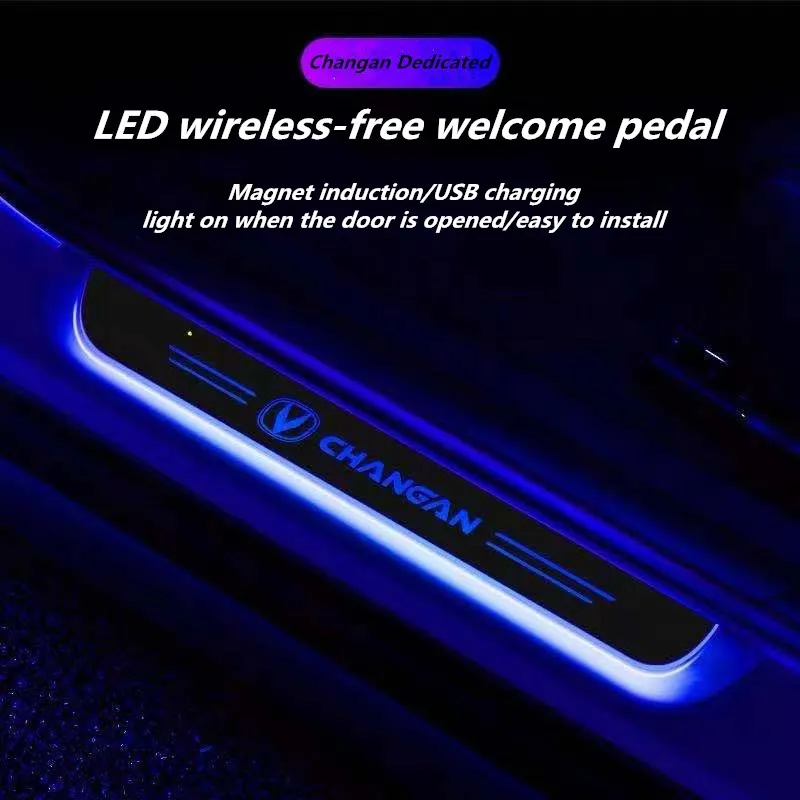 

For Changan Eado XT CS35 75 85 95 Dsvin V7 Car LED Door Sill Ultra-thin Dynamic Welcome Light Pedal decoration light Accessories
