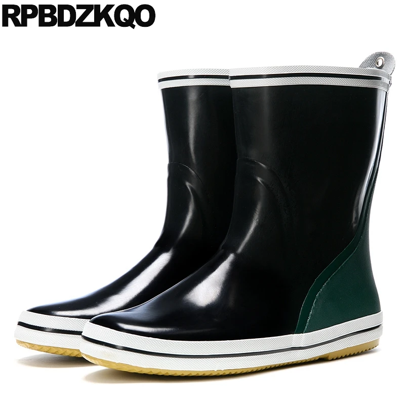 Сапоги рыболовные мужские резиновые до середины икры с круглым носком