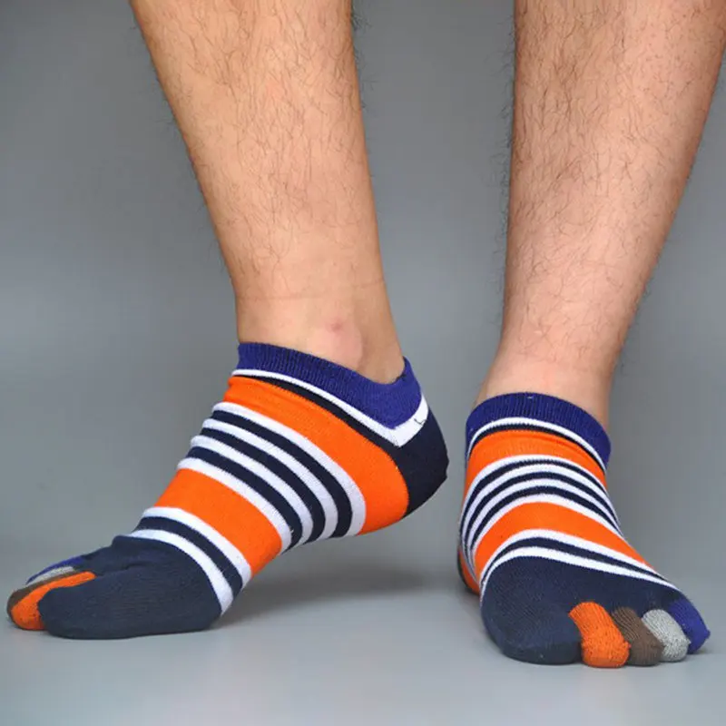 

1 Pair Men Mesh Five Finger Toe Socks Cotton Polyester Spring Funny Socks Stitching Color Five-finger Socks