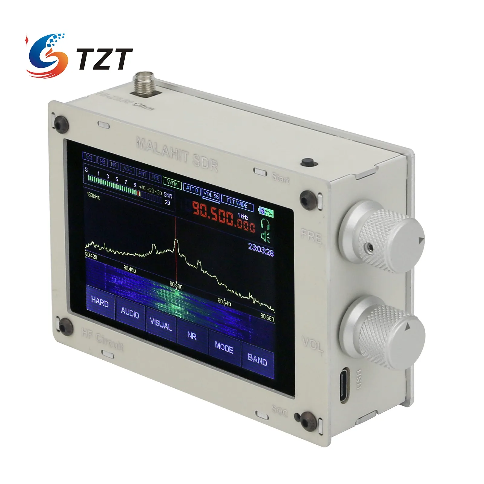 1.10C 50KHz - 2GHZ Malachite Malahit SDR Radio DSP Receiver AM/SSB/NFM/WFM+Speaker + Battery +Metal Case Expansion Board | Электроника