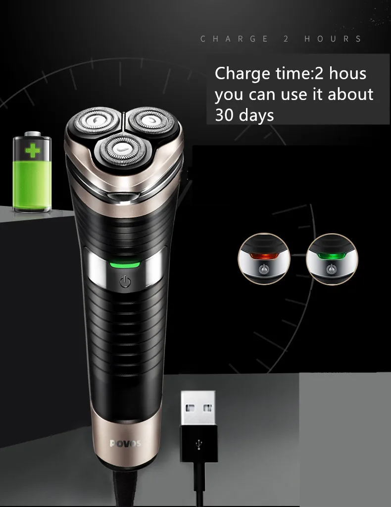 Electric shaver for men Washable Rechargeable Hair Beard shaving machine three blade Razor Electric shavers USB Charge