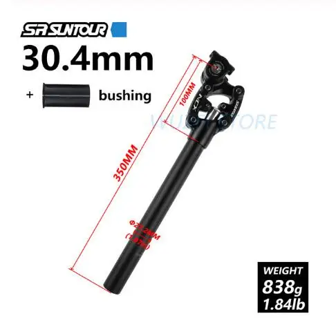 SR SUNTOUR 30.4mm SR SUNTOUR Велосипедное Сиденье Велосипеда NCX путешествия Подседельный штырь для горного велосипеда, 350 мм/400 мм* 27,2/28,6/30,0/30,1/30,4/30,8/31,6/33,9 мм трубки - Цвет: SR SUNTOUR 30.4mm