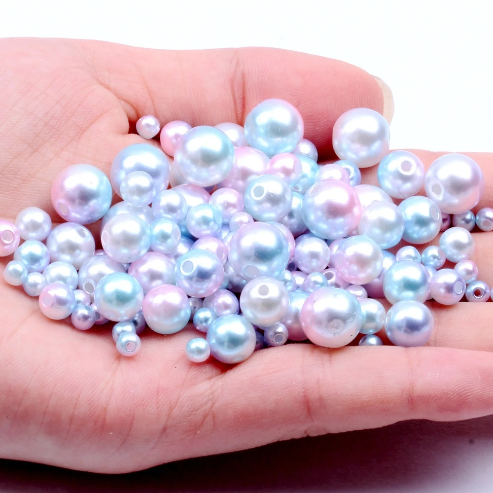 Круглые бусины из смолы для шитья имитация жемчуга с прямыми отверстиями сделай