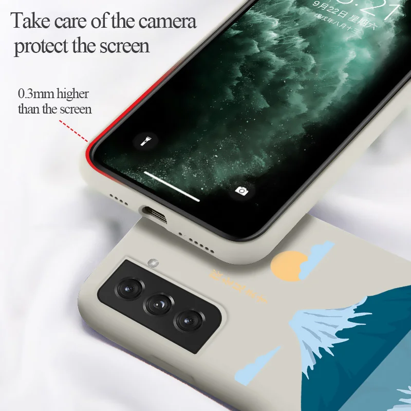 

Cloud And Lake Case For Samsung Galaxy S21 S20 FE S10 Note 20 10 Ultra Plus A72 A52 A42 A32 A12 A02S 4G 5G Liquid Silicone Cover