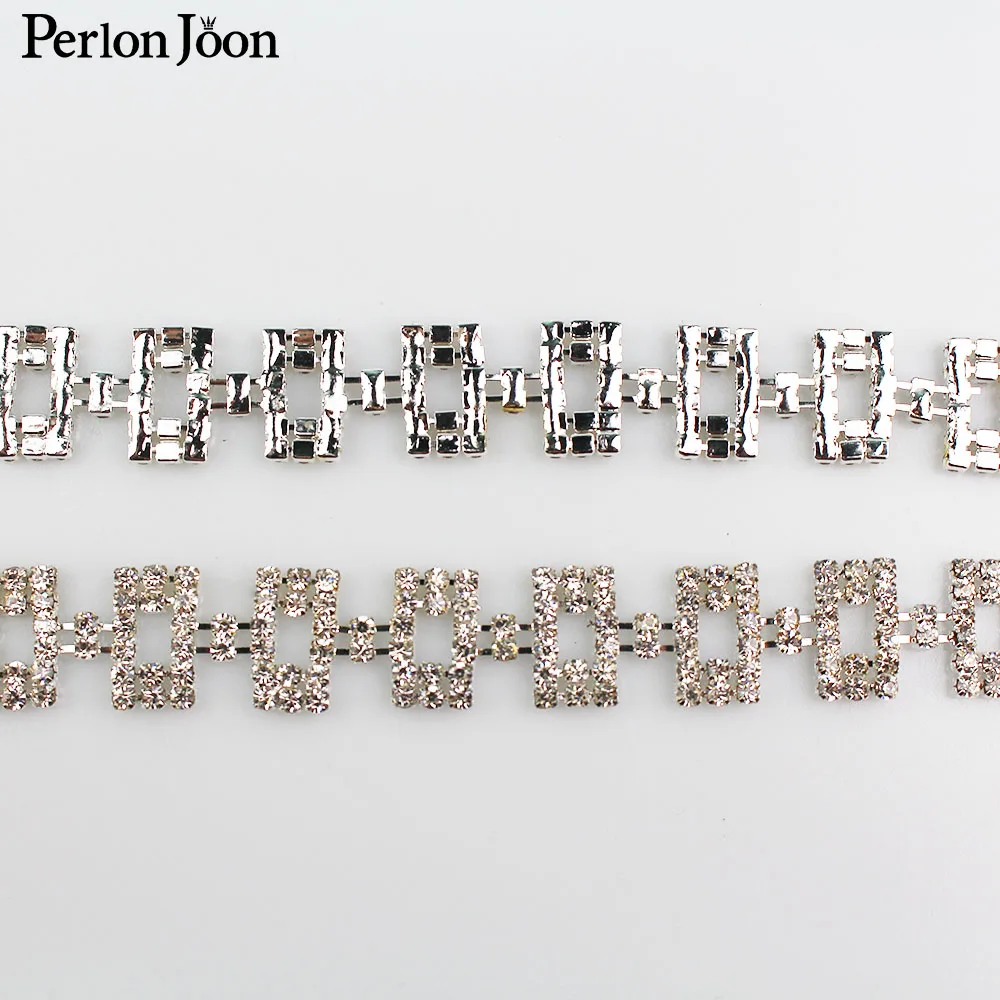 1 ярд квадратные стразы отделка лента мигающая Хрустальная металлическая