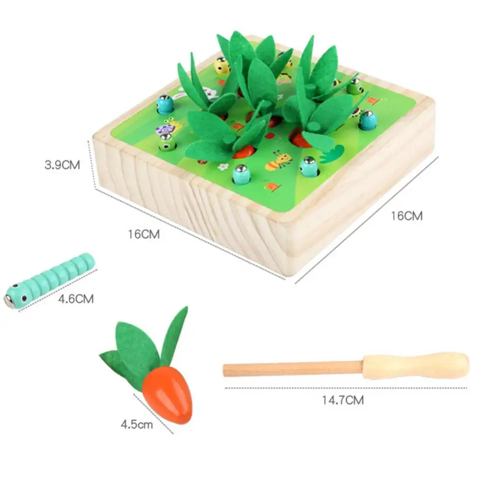 

Kids Wooden Pulling Carrot Catching Worm Blocks Puzzle Game Educational Toy Set Children Parent-child Interactive Toys Gifts