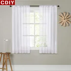 CDIY Короткие прозрачные Занавески для кухни, полуоконные занавески, занавески для гостиной, сплошные тюлевые занавески, современные украшения для спальни, занавески из вуали