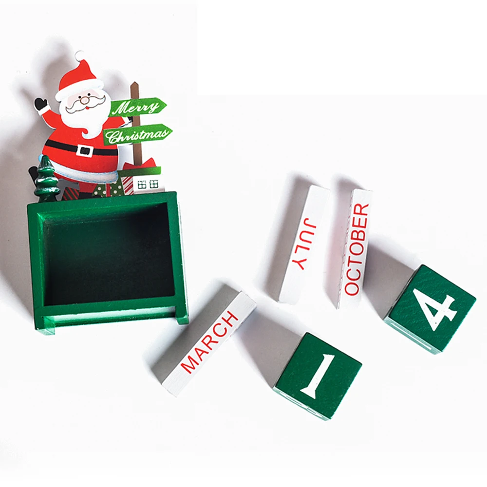 

Wooden Craft Advent Countdown Calendar Santa Claus Christmas Holiday Party Accessory New Year Gifts Classic Red White Green Box