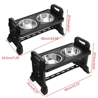 anti slip elevated double dog bowls adjustable height pet feeding dish stainless steel foldable puppy cat food water feeder p82d