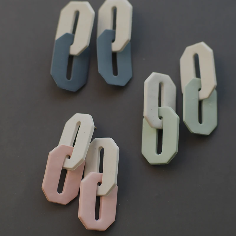 

Серьги-гвоздики из полимерной глины, с двойными звеньями