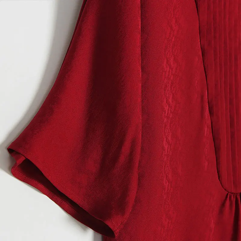 VOA красный большой код шелковое женское Повседневное платье 2020 в европейском и