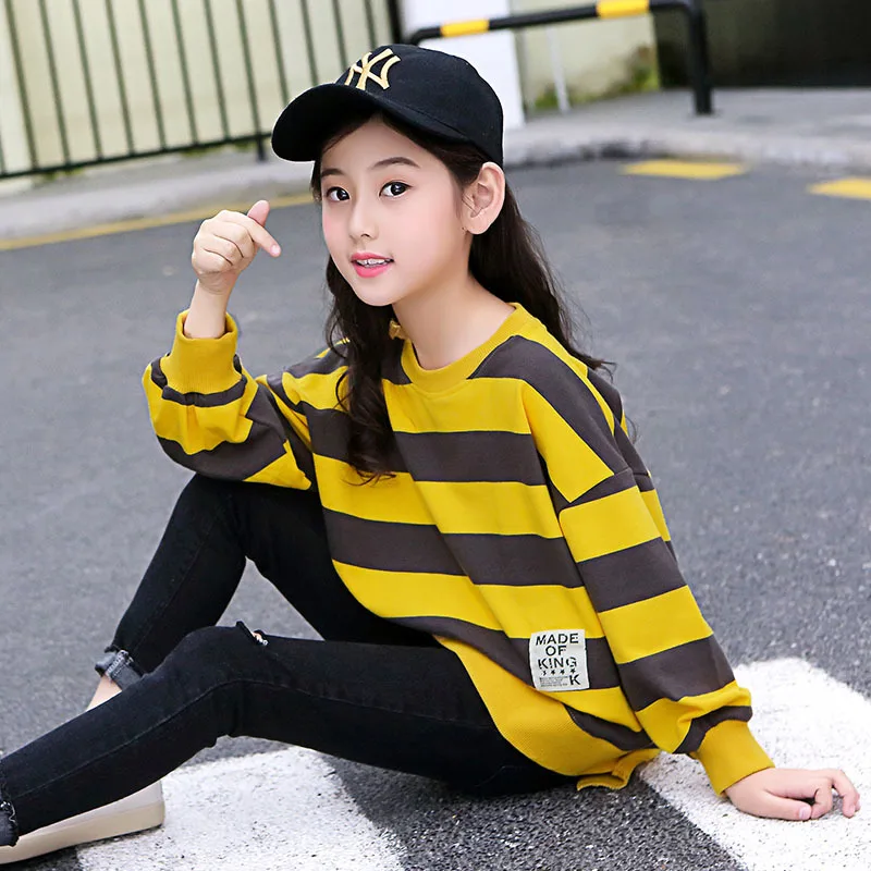 

Girls spring and autumn long-sleeved T-shirt 2021 spring big children's sweater children's clothing top
