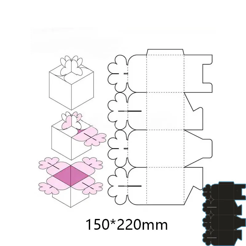 New Arrival Square gift box Frame Cutting Dies Stencil DIY Scrapbooking Photo Album Embossing Decor Paper Card Craft 150*220mm | Дом и сад