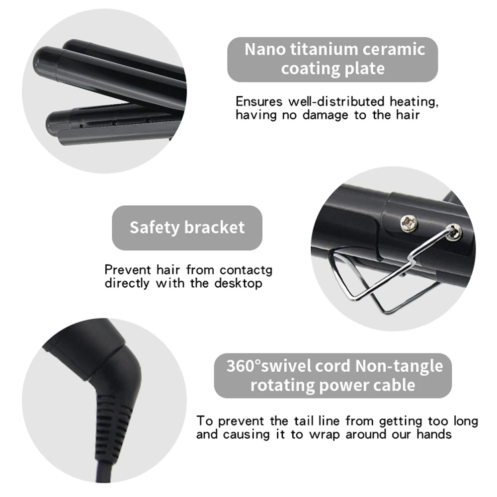 

LCD Digital Display Hair Curling Iron Machine Hair Crimper Automatic Curls Air Hair Curler Electric Splint 3 Tubes Hair Curlers