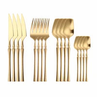 bright gold tableware stainless steel cutlery set western flatware set kitchen utensils dinnerware knife fork spoon dropshipping