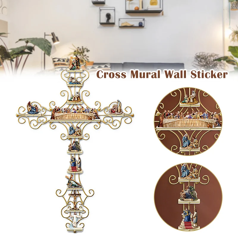 

"The Life Of Christ" Collection Custom-crafted Display Cross Mural PVC Wall Sticker Decal Reusable Home Decoration