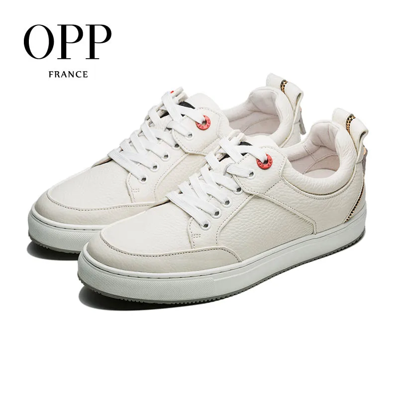 OPP Men's Shoes Loafers For Men Cow Leather Flats Casual Back Zip footwear for Lace up | Обувь