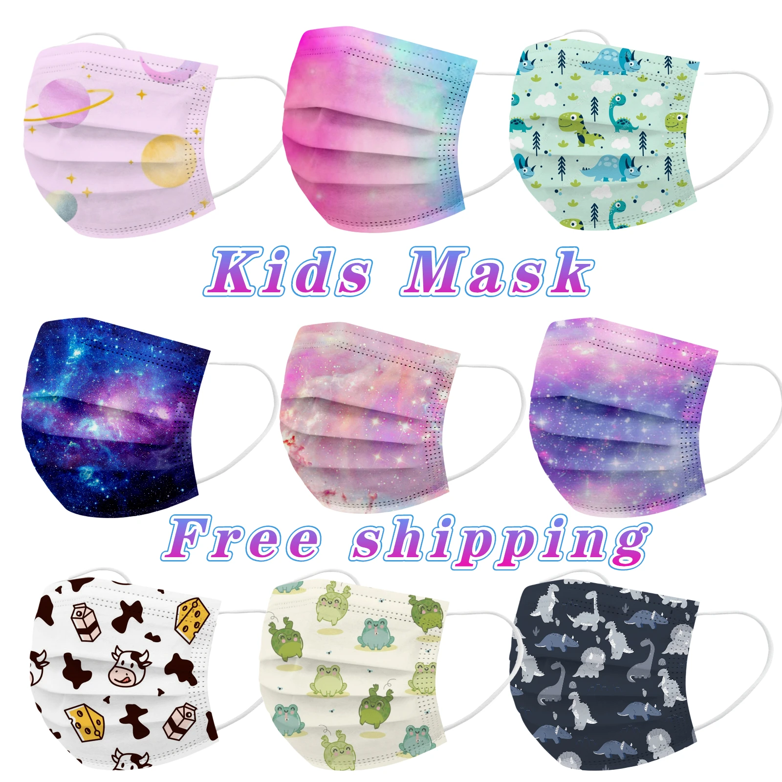 

50pc Children Mascarillas Tie-dye Gradient Printed Face Mask 3layer Proof Disposable Mask Mascarillas Quirurgicas Homologadas