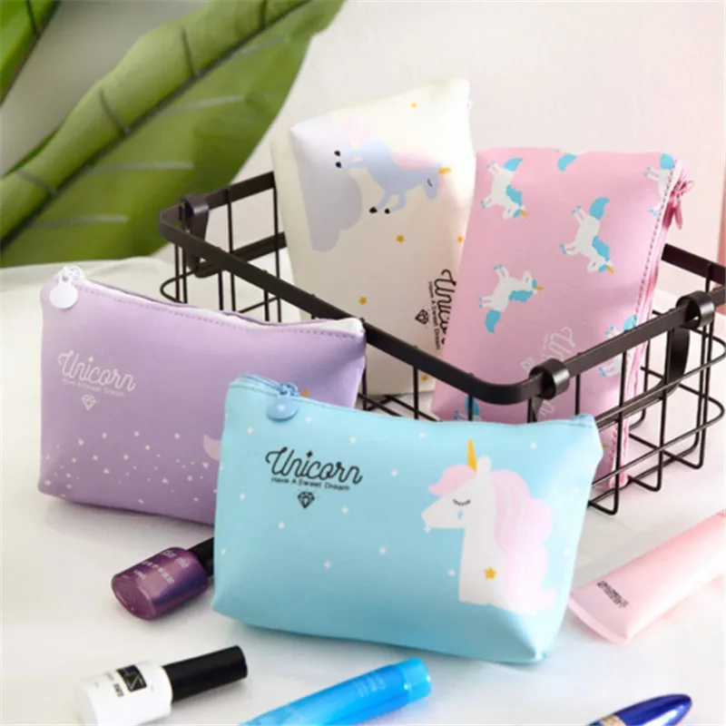 Милые косметички с единорогом чехол для карандашей кожаный туалетных