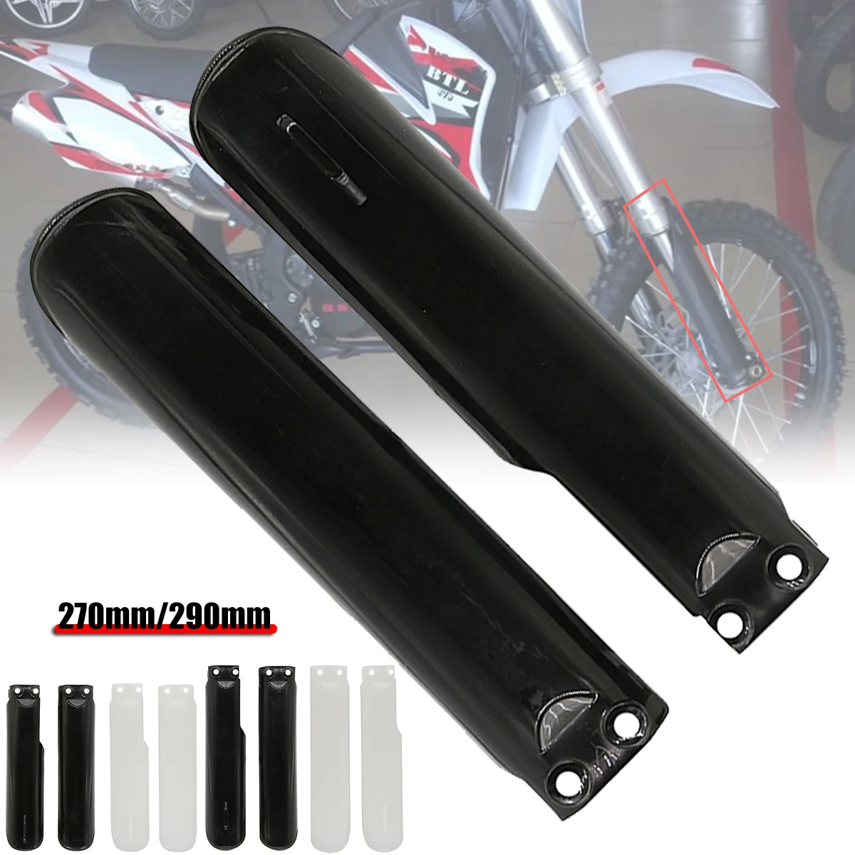 

270mm 290mm 2 colour Front Fork Leg Guards Sliders Cover Plastic for Bossell For 140cc 160cc Pit Dirt Bike Front Fork